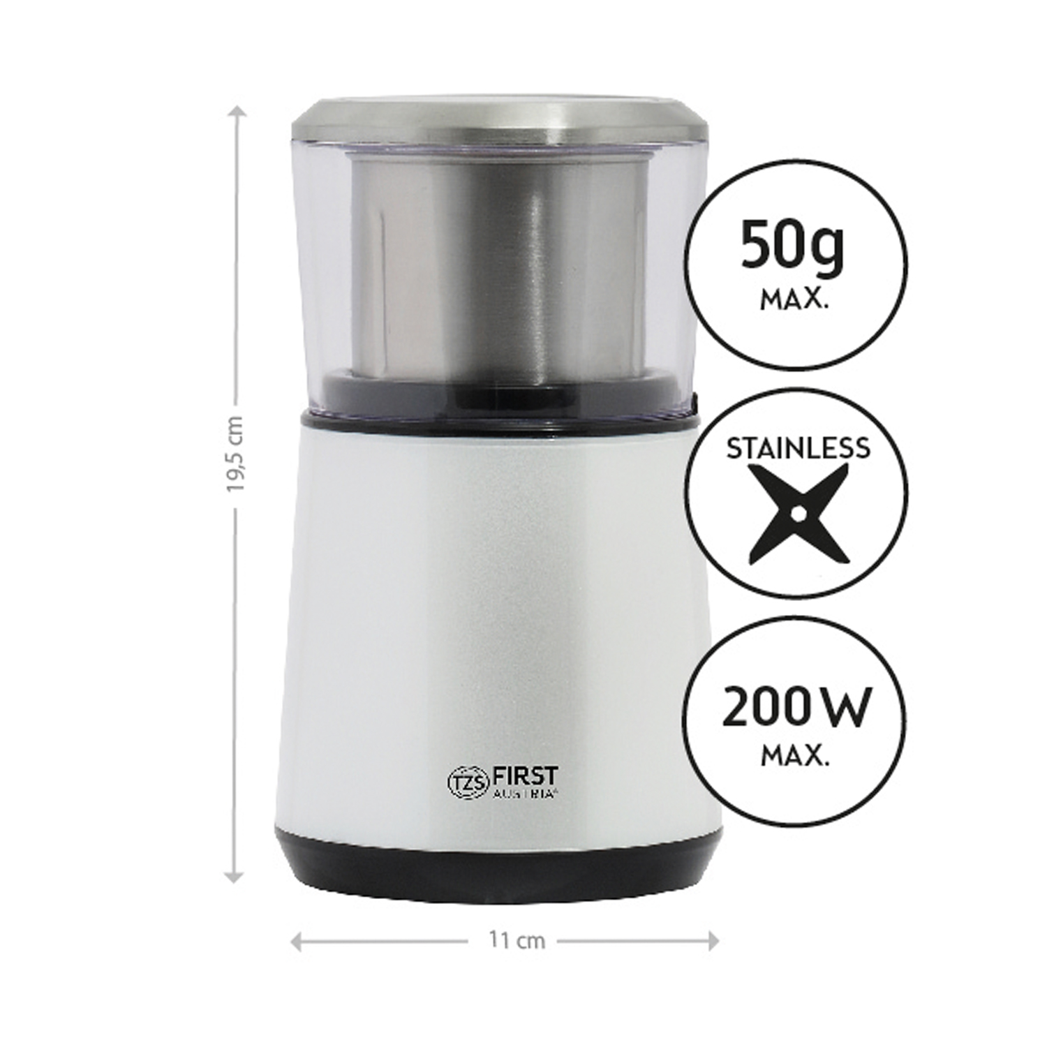 Coffee grinder 200W stainless steel weiß FA54862WI