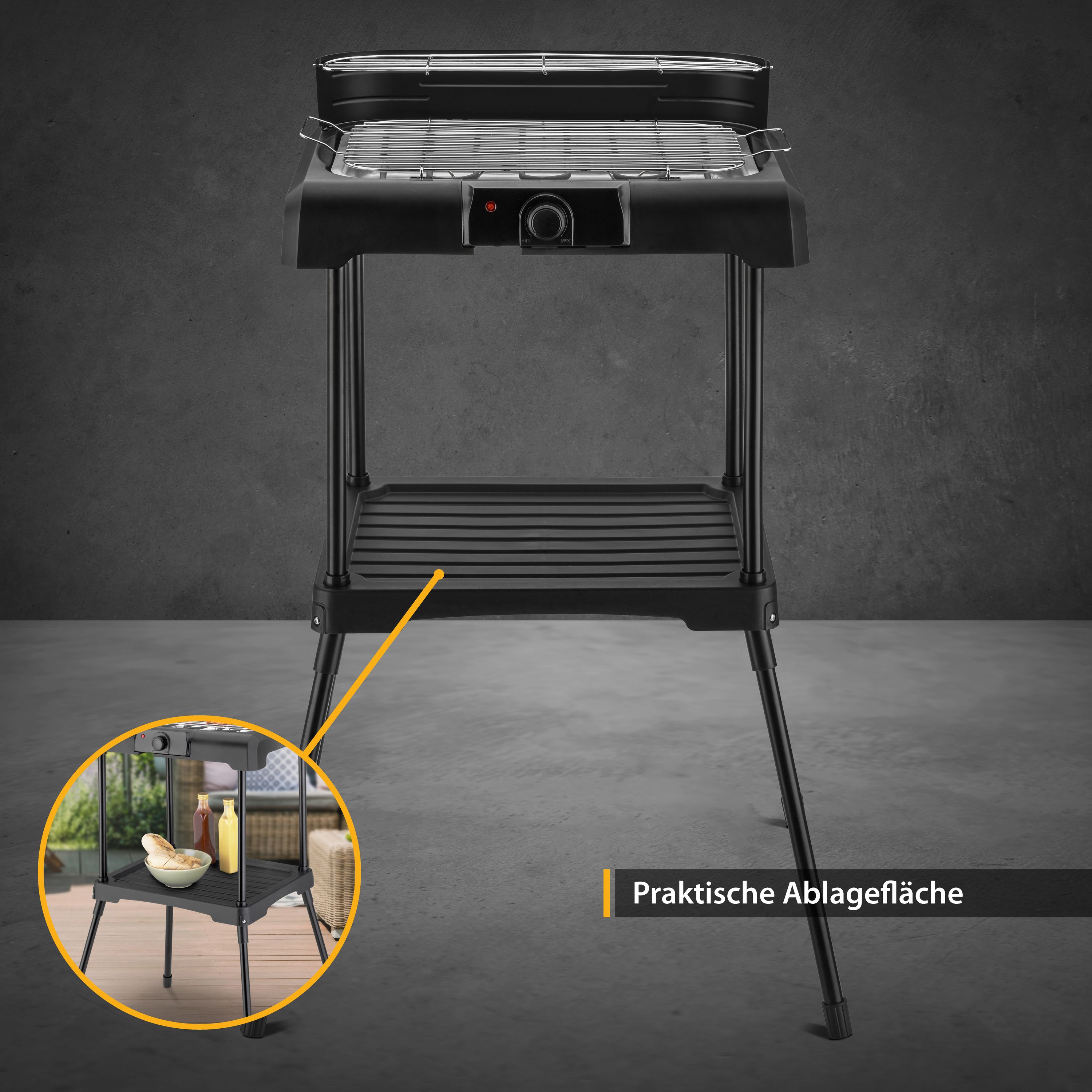 Elektrogrill | 2200 Watt | 2in1: Standgrill und Tischgrill | inkl. Standfuß