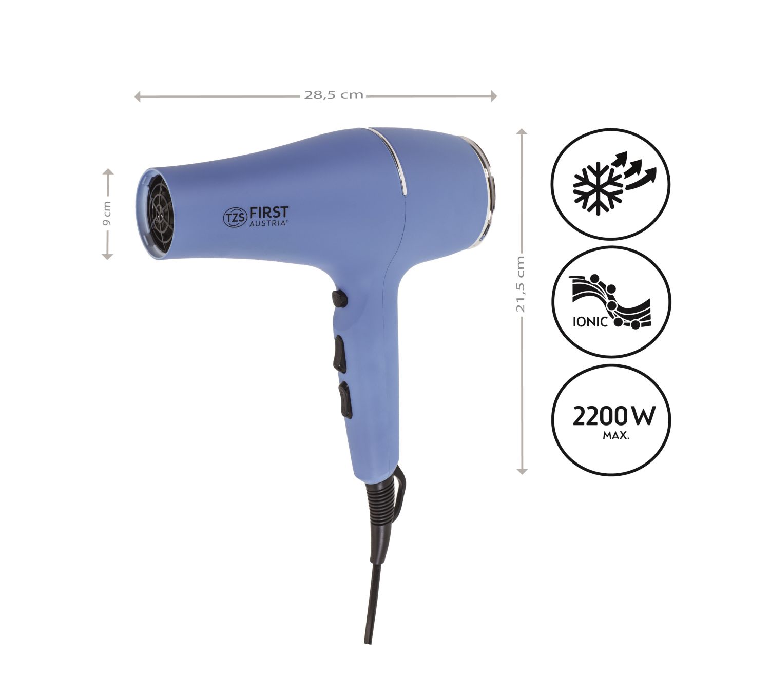 Hair dryer 2200 watts | Ionic | Diffuser | blue