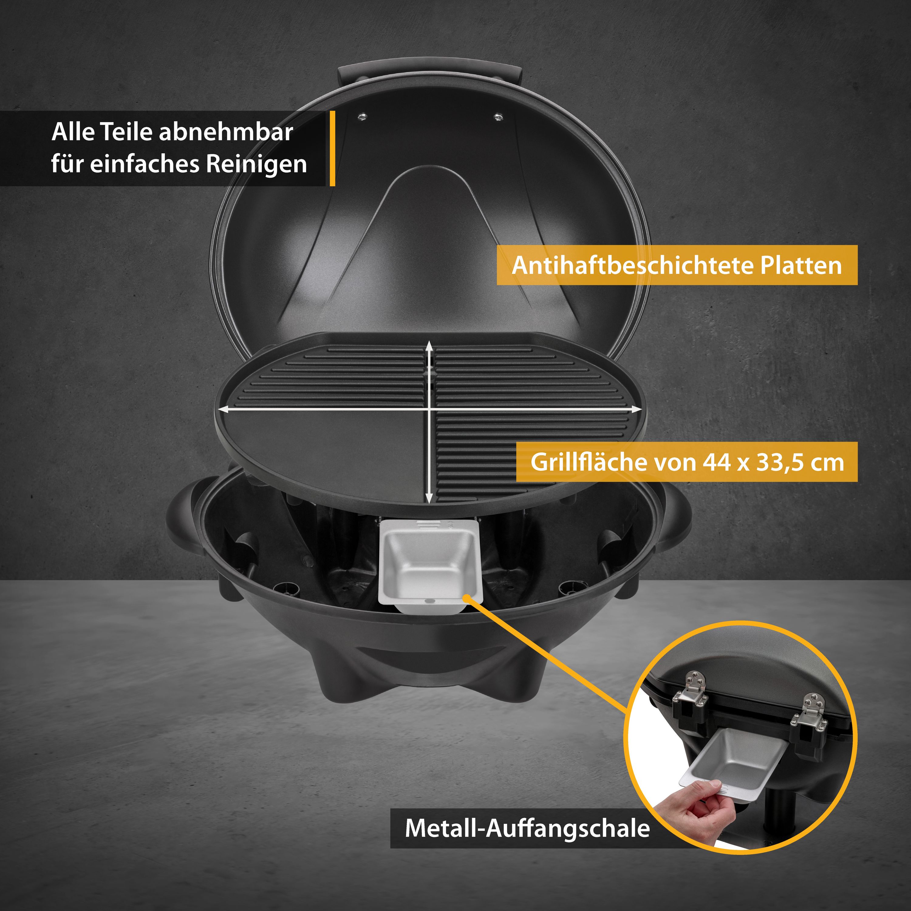 Elektrogrill 2in1: Standgrill und Tischgrill | 2400 Watt