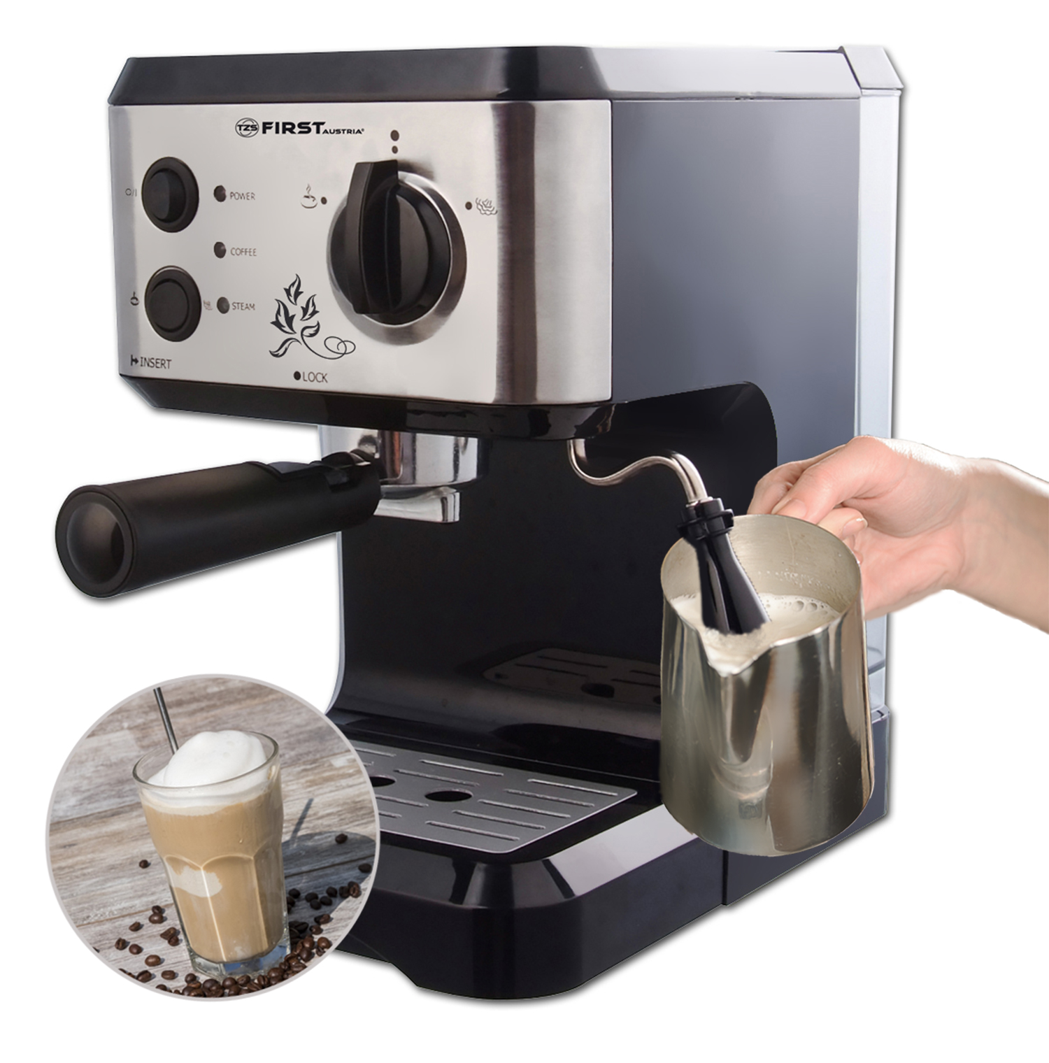 Espresso machine portafilter 15 bar silber/schwarz FA54761