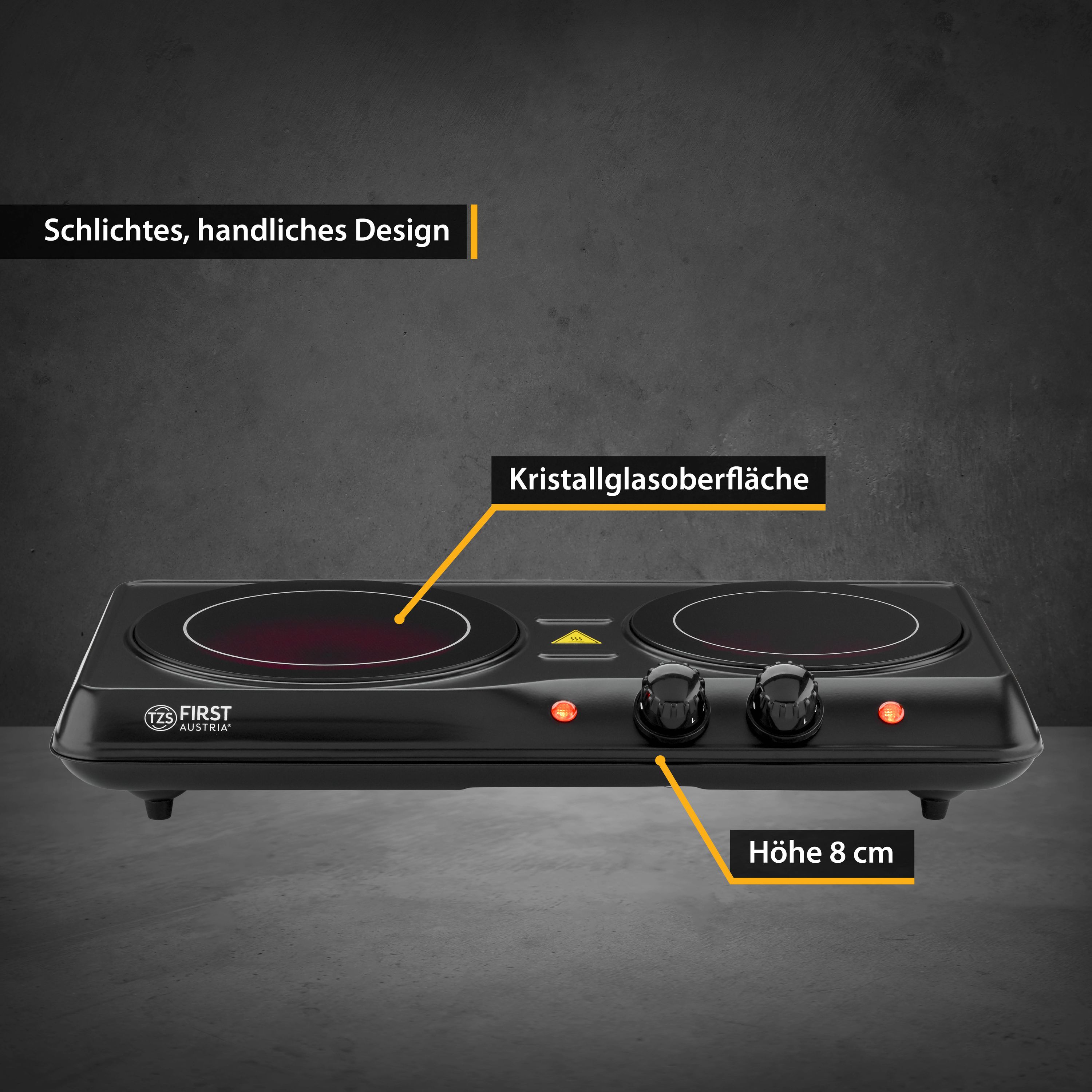 Infrarotkochplatte | 2000W | doppelt | Schwarz