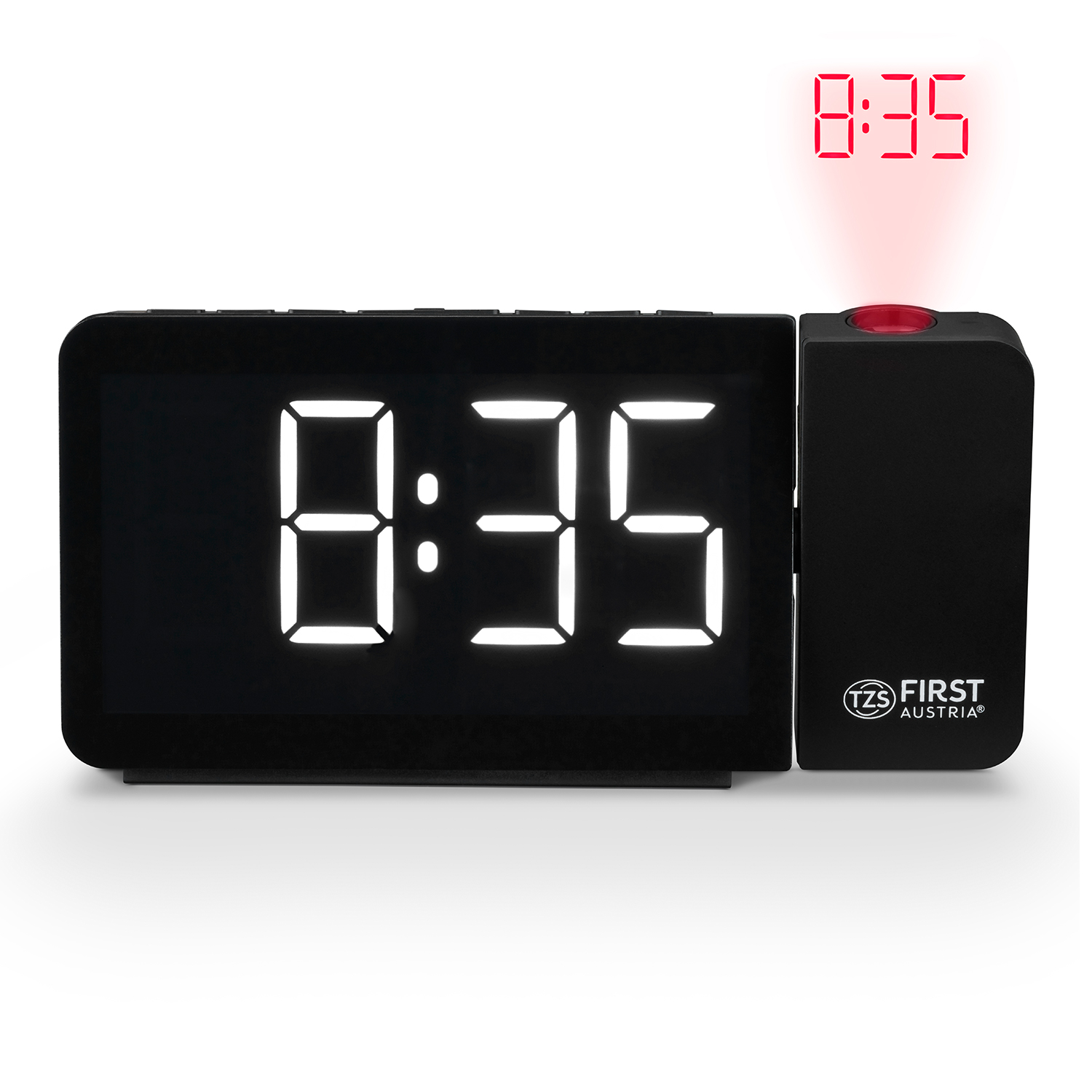 FM radio alarm clock time projection dual alarm schwarz/weiß FA2419BA