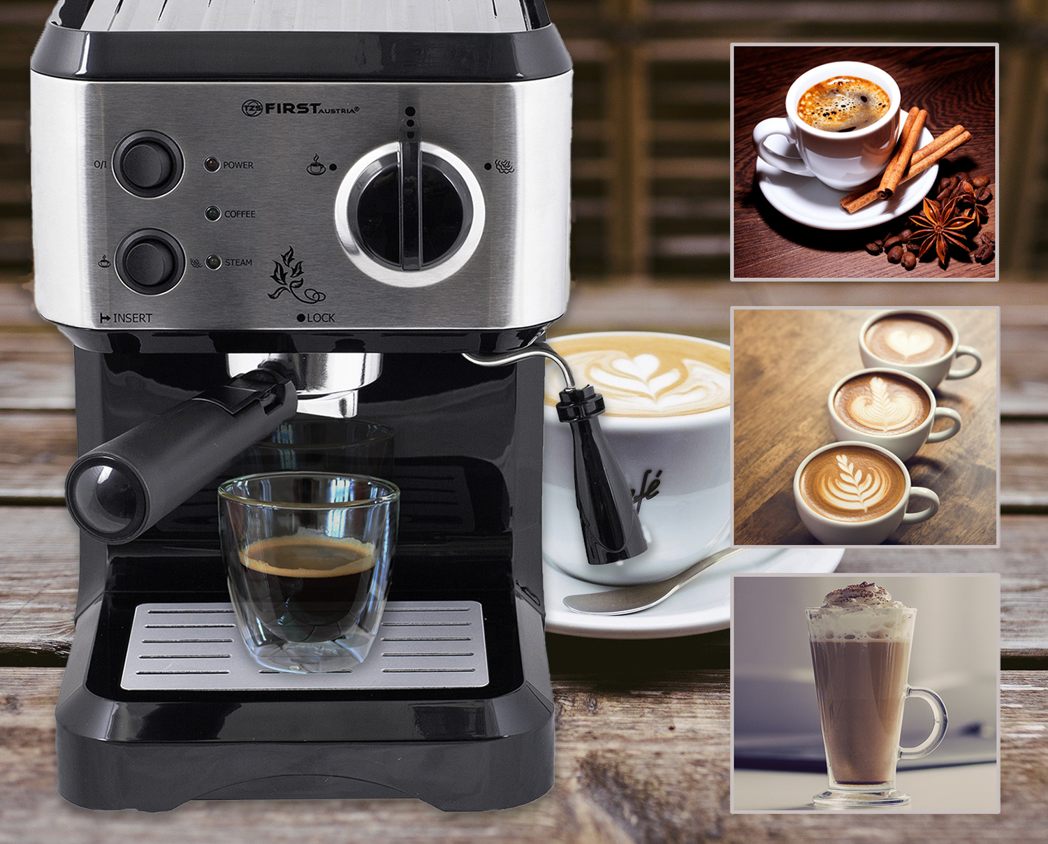 Espresso machine portafilter 15 bar silber/schwarz FA54761