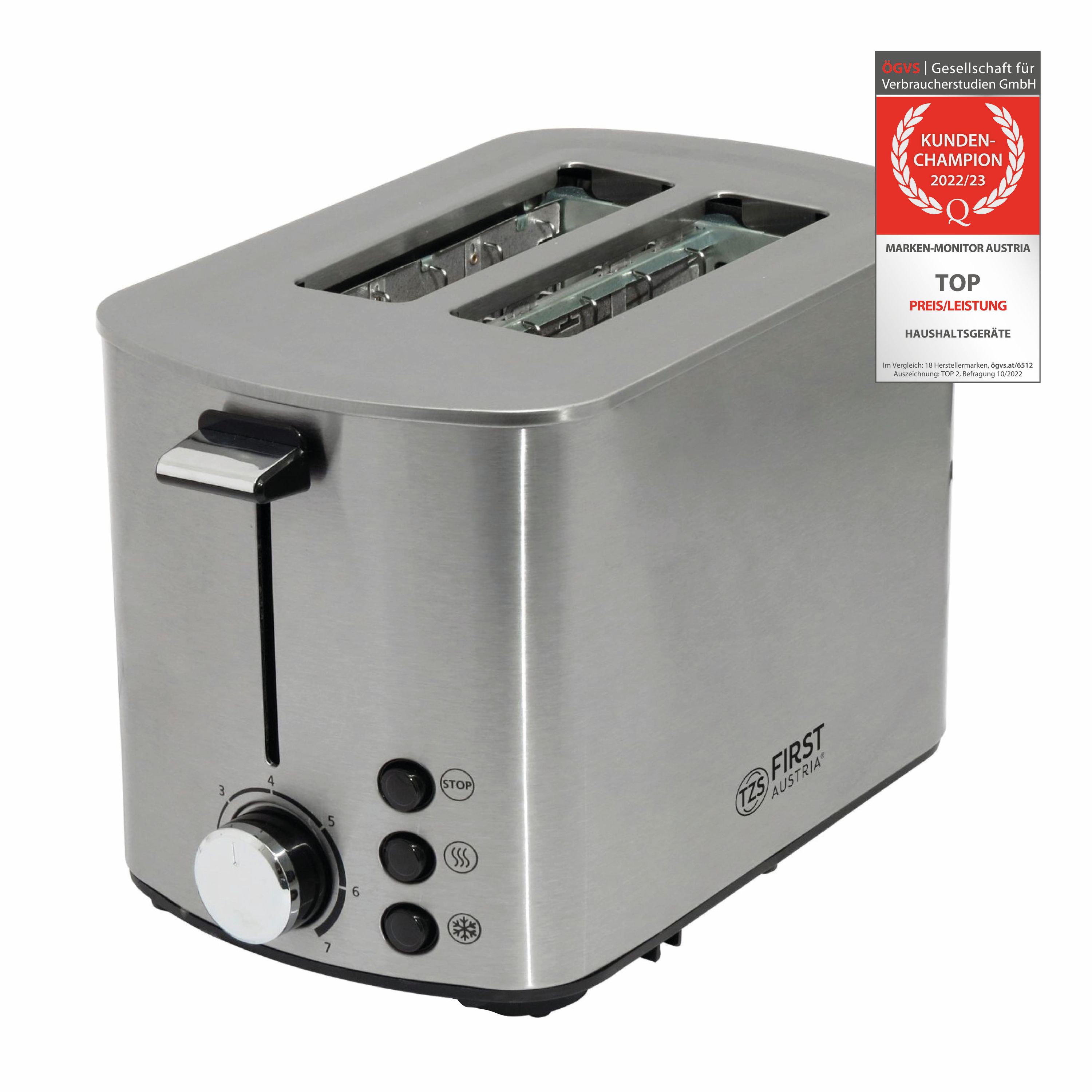 Toaster | 2 Scheiben | 850W | Edelstahl