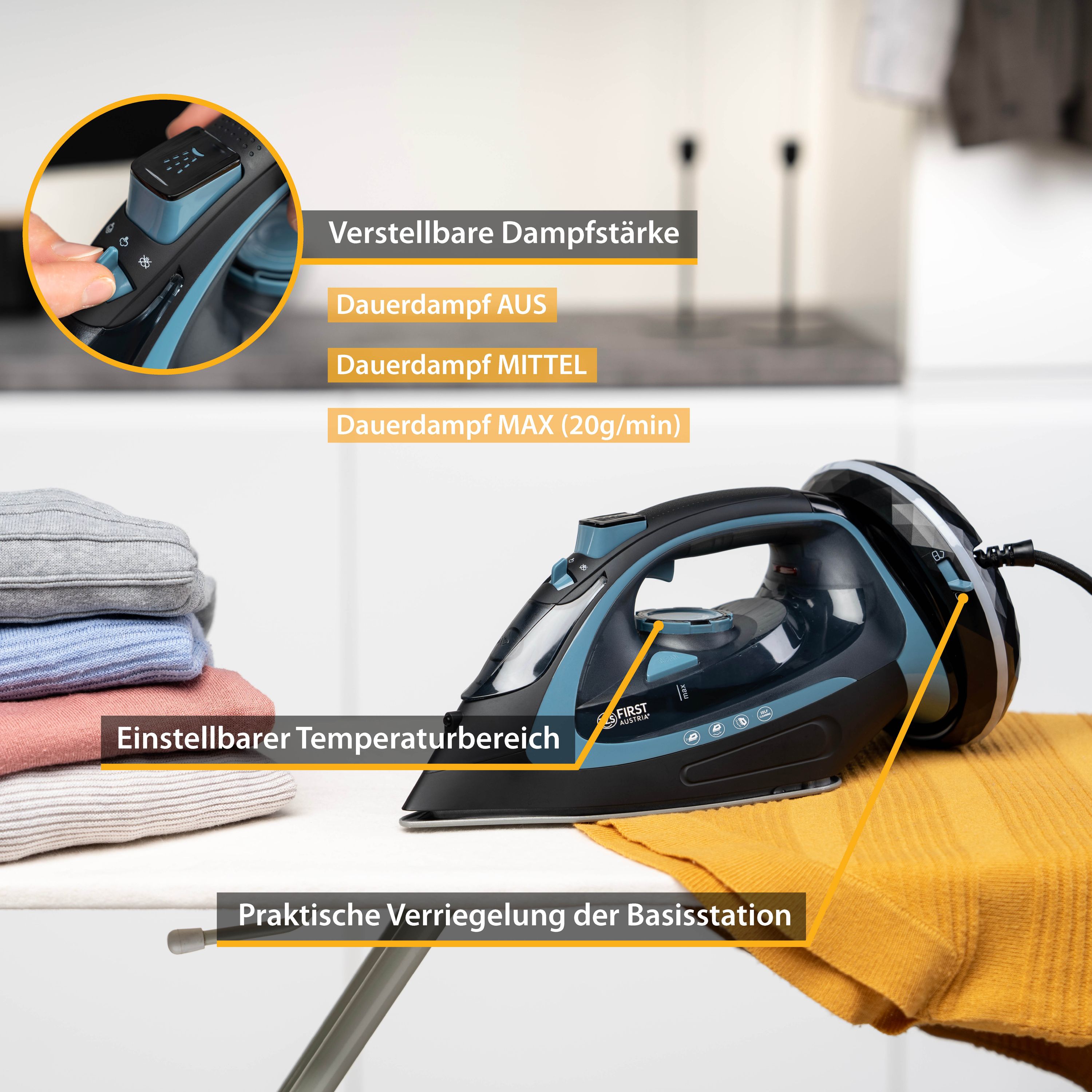 Steam iron | cordless with ironing station