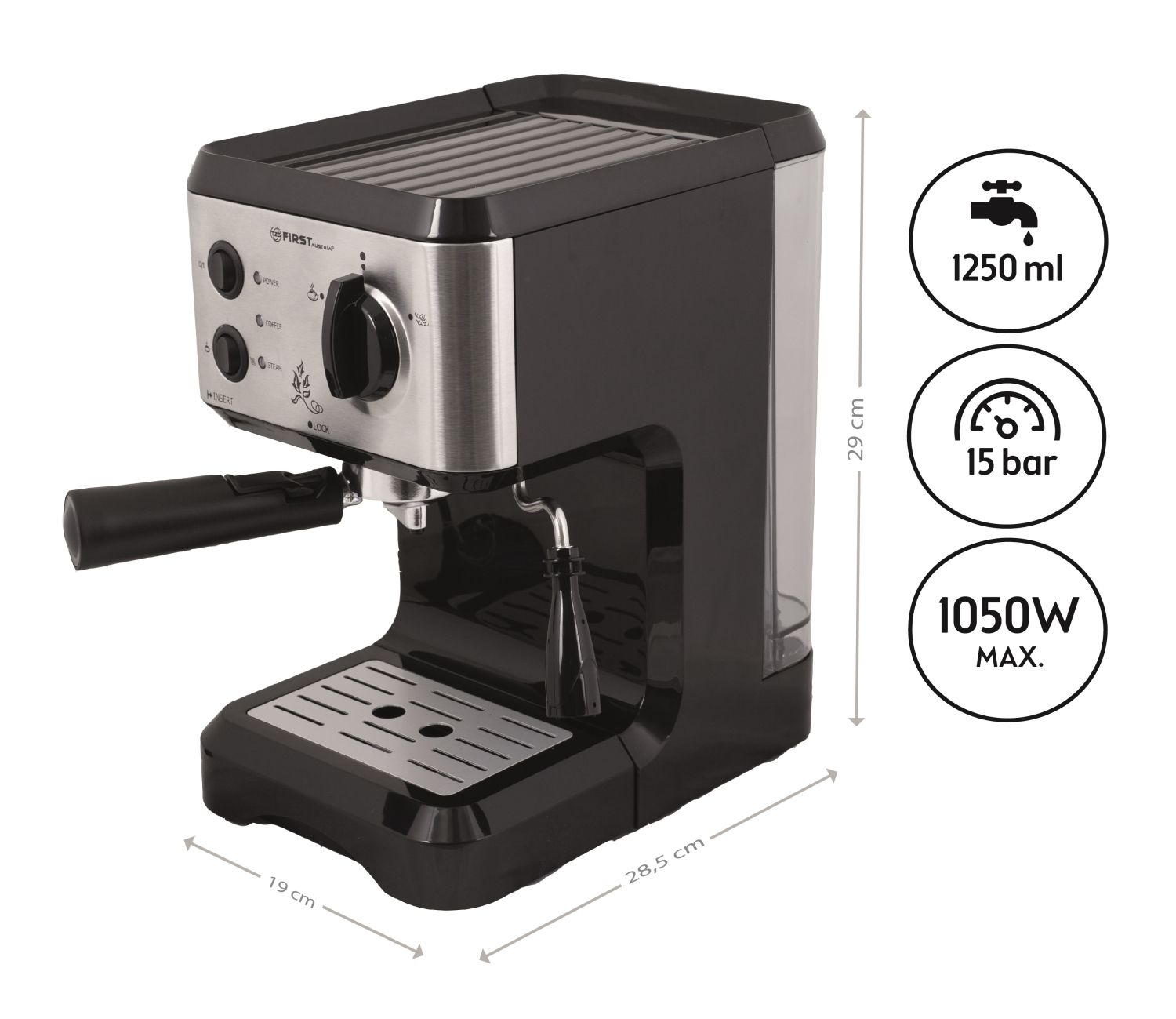 Espresso machine portafilter 15 bar silber/schwarz FA54761