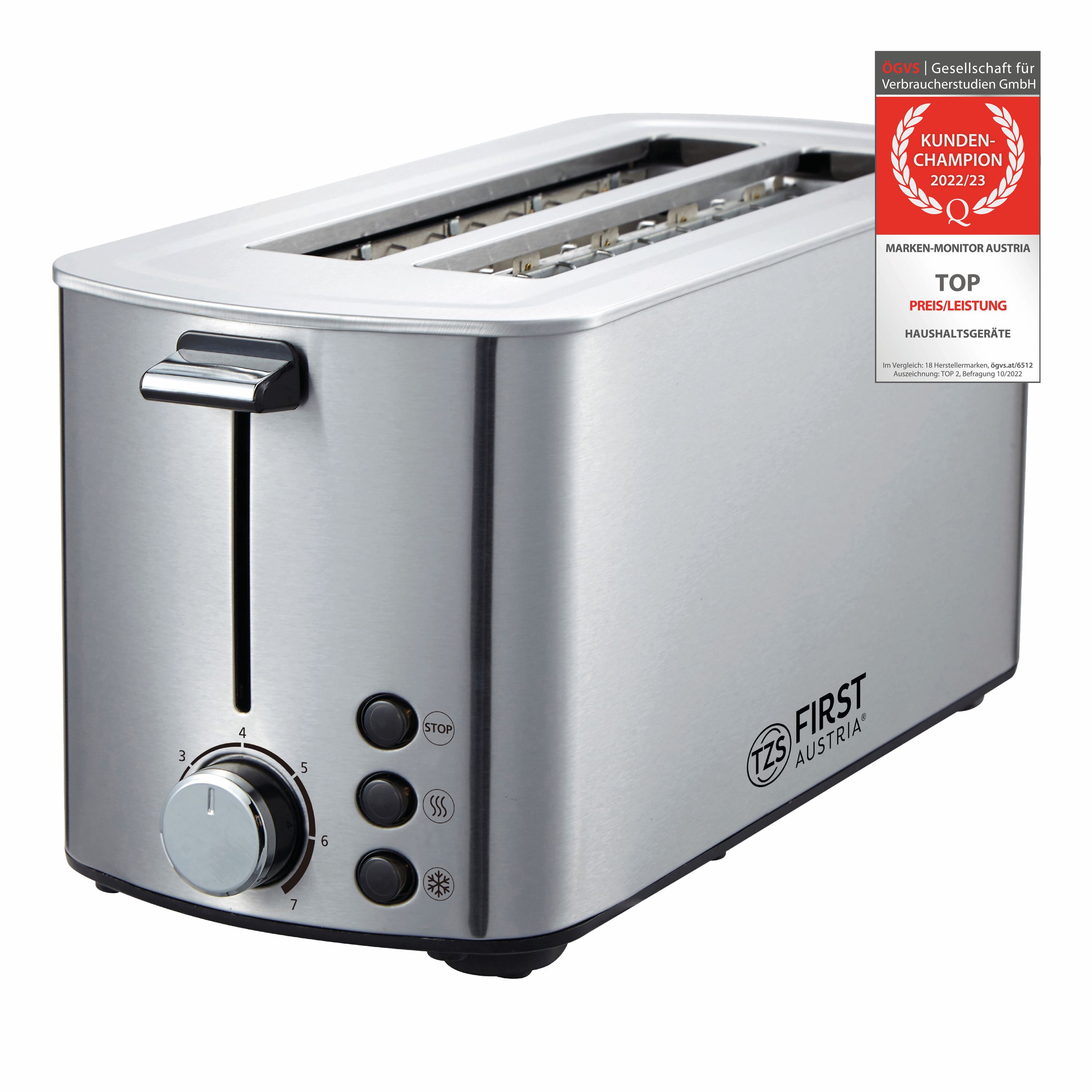 Toaster | 4 Scheiben | 1400W | Edelstahl