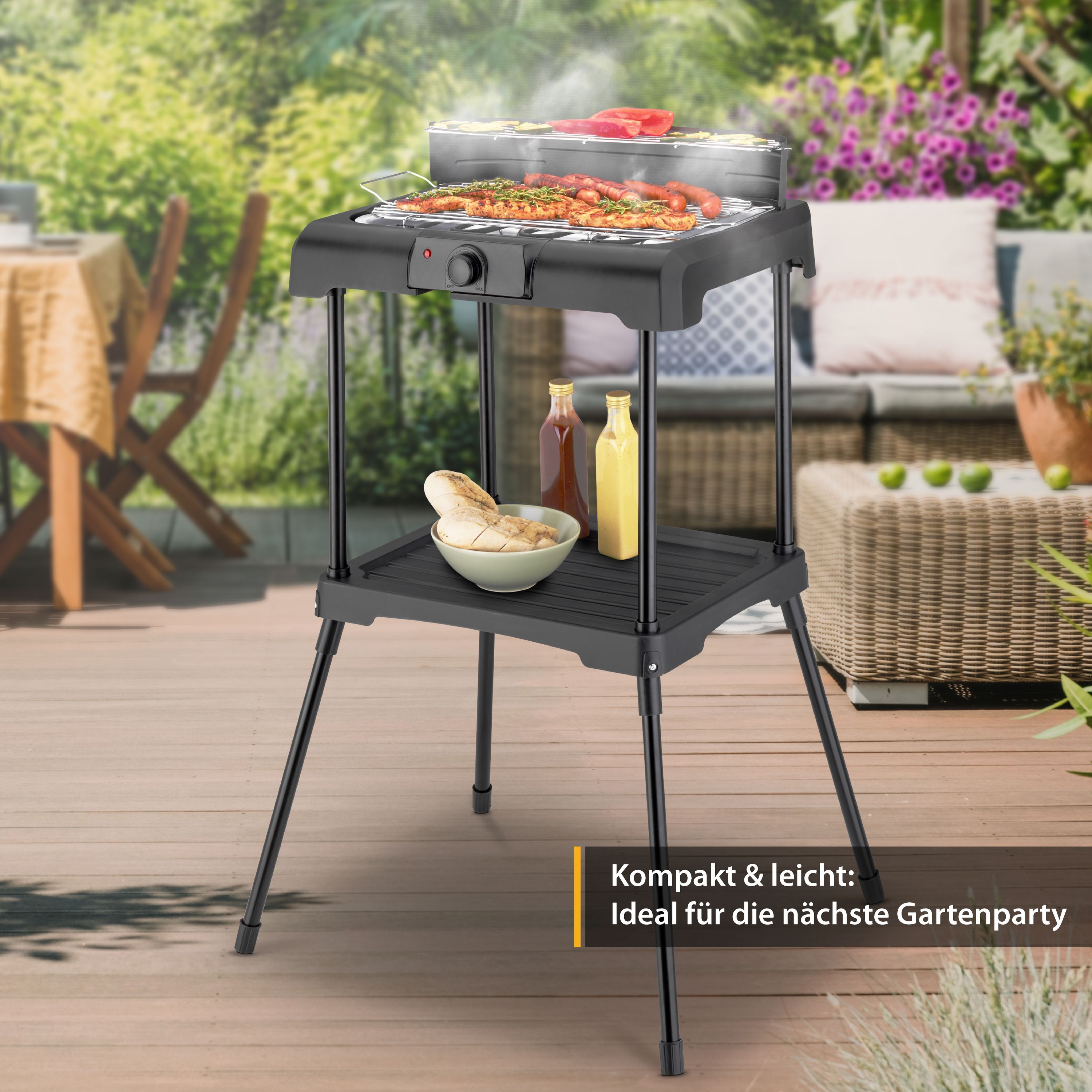 Elektrogrill | 2200 Watt | 2in1: Standgrill und Tischgrill | inkl. Standfuß