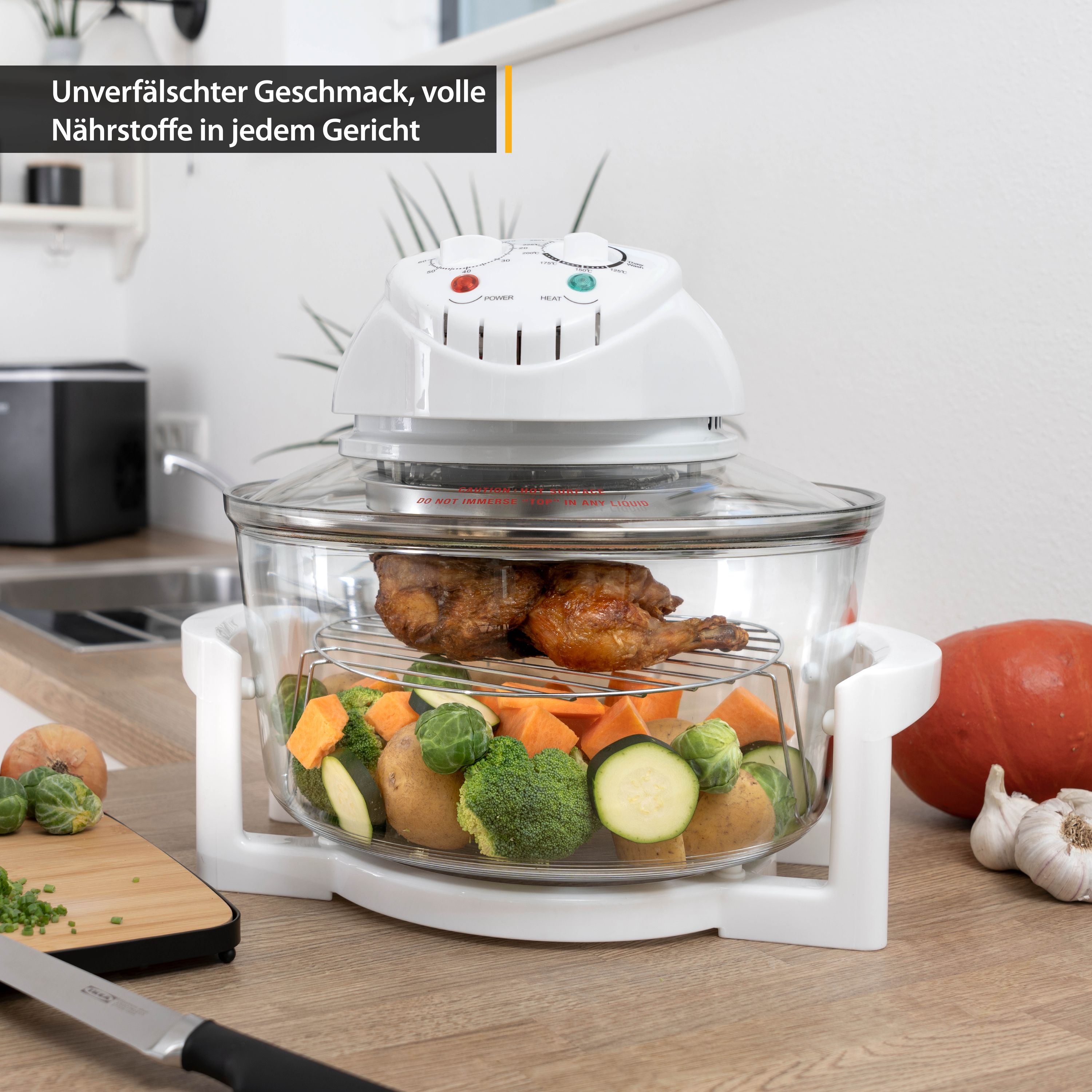 Glass halogen oven