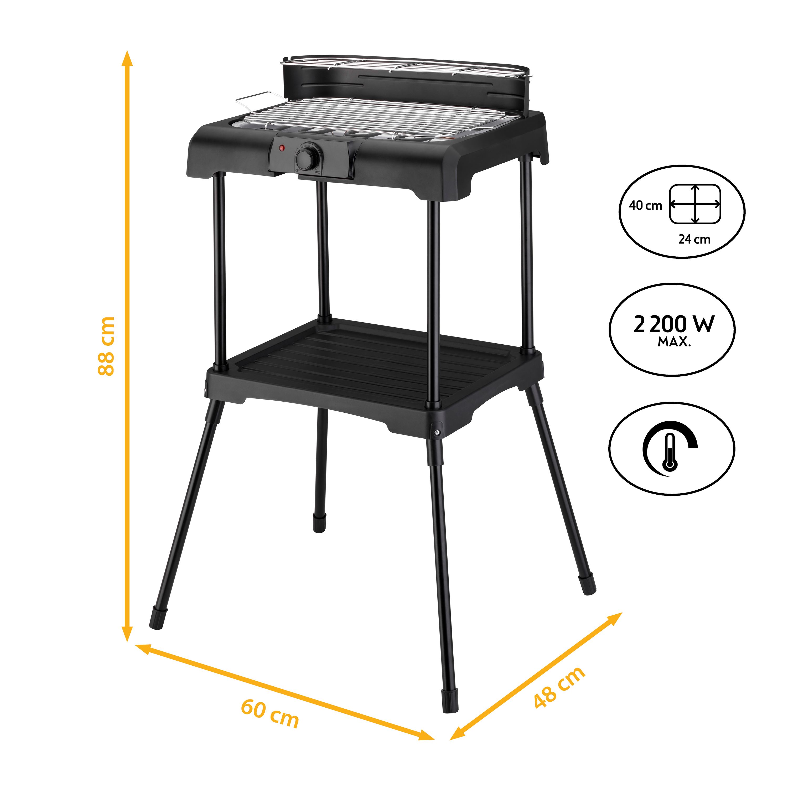 Elektrogrill | 2200 Watt | 2in1: Standgrill und Tischgrill | inkl. Standfuß