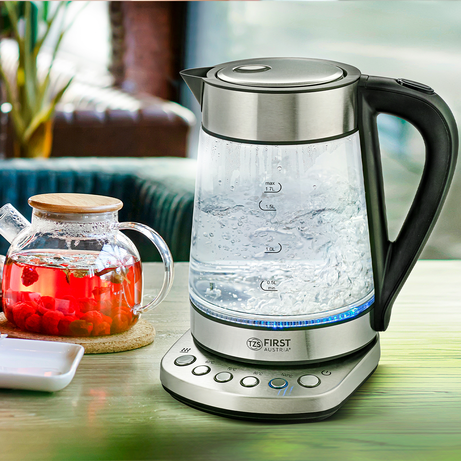 Glass kettle 2200 watts | Adjustable temp.