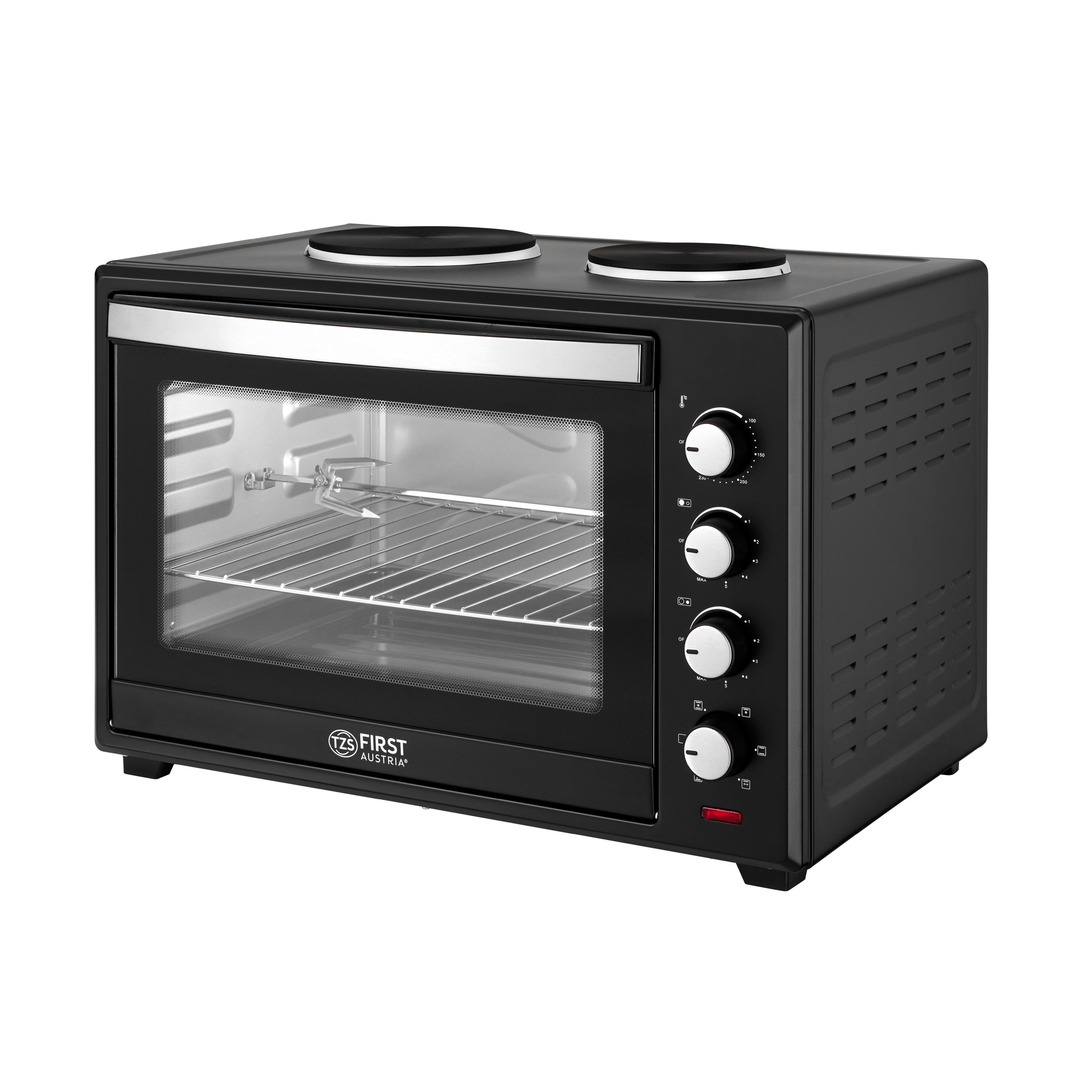 Minibackofen mit Kochplatten | 60 Liter | Schwarz