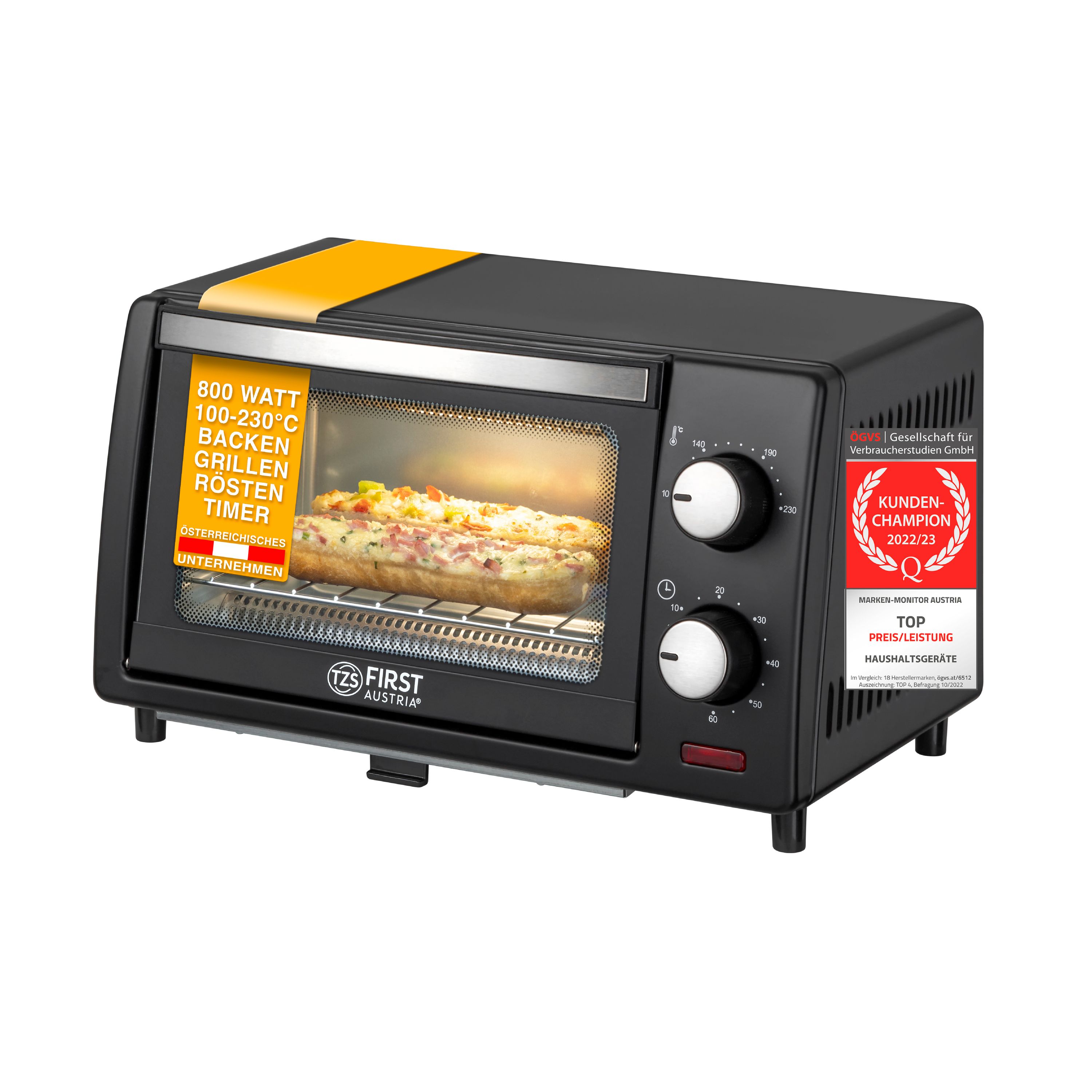 Mini oven 10L | 800 watts | 2 quartz elements