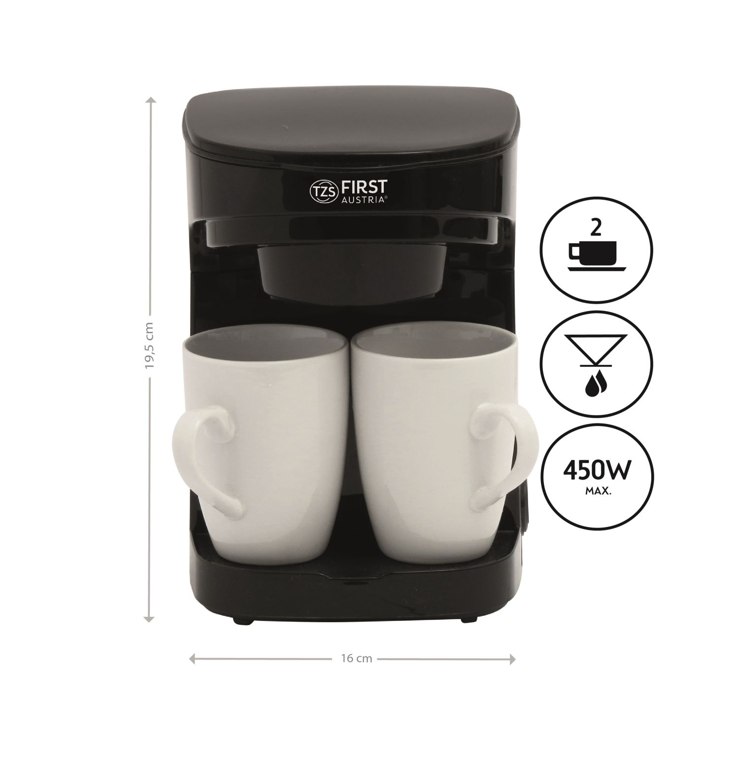 Coffee machine 450 watt | 0.125 liters | incl. 2 cup