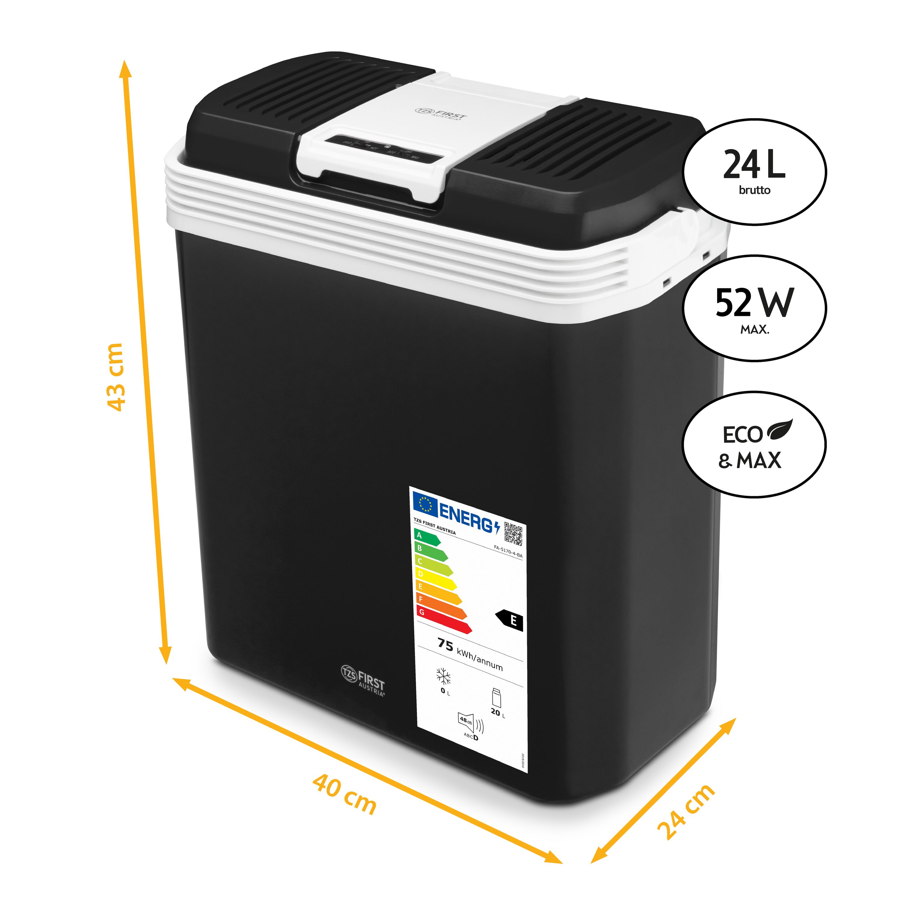 Elektrische Kühlbox, 24 Liter, schwarz