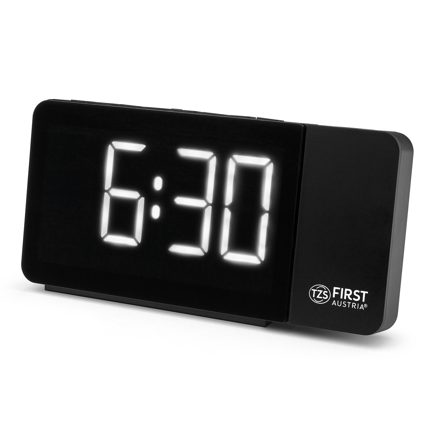 FM radio alarm clock time projection dual alarm schwarz/weiß FA