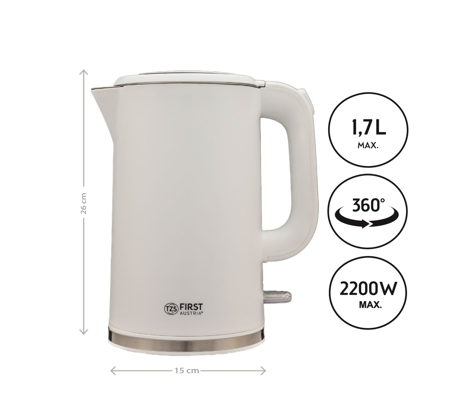 Steel kettle 2200 watts | 1.7 liters | Double wall