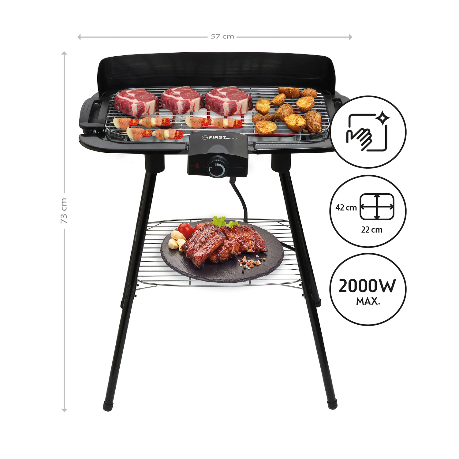 Elektrogrill 2in1: Standgrill und Tischgrill | 2000 Watt