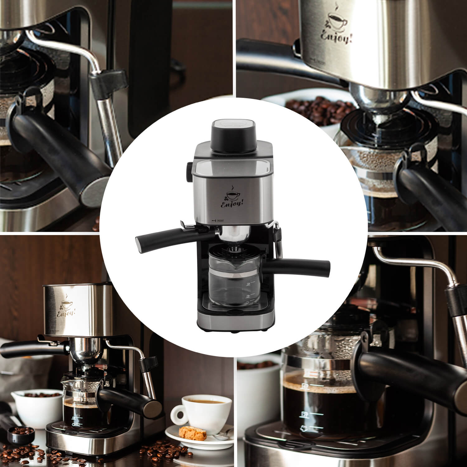 Espresso Maschine 800 Watt | inkl. Dampfdüse