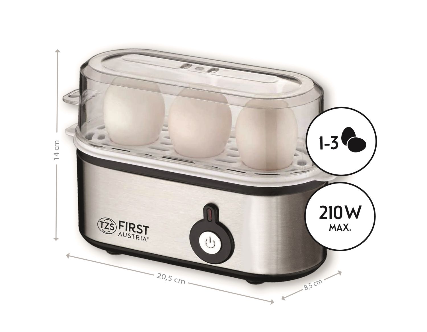 Egg boiler | 3 or 8 eggs | Stainless steel