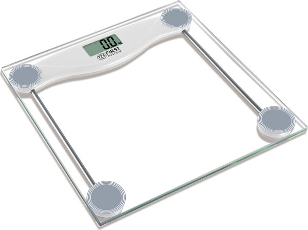 BATHROOM SCALE, DIGITAL, GLASS, 150KG/100G, WHITE